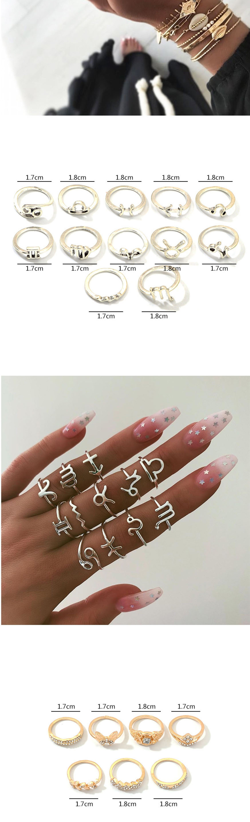 Fashion Silver Constellation Ring Set,Rings Set