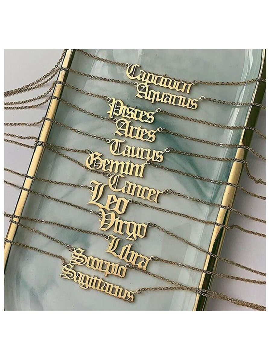 Fashion Golden Sagittarius Letter Necklace,Pendants