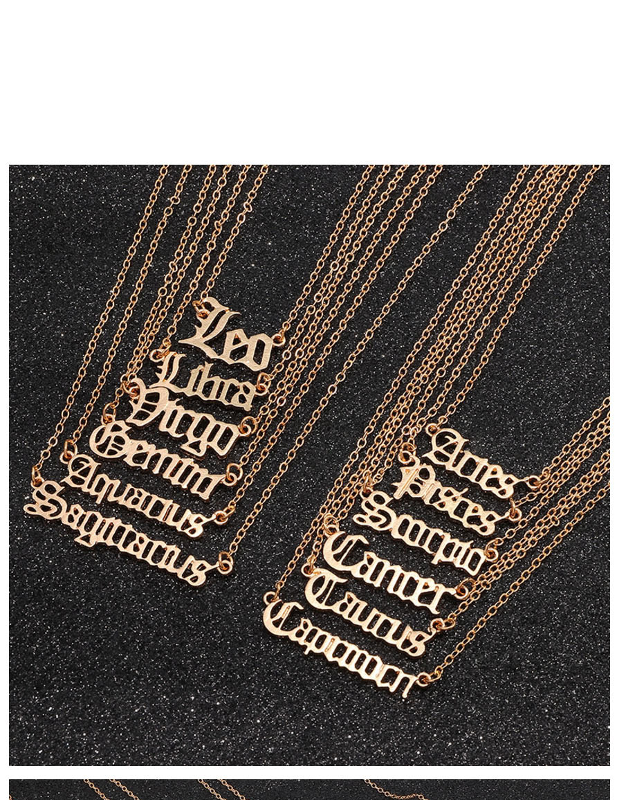 Fashion Golden Aquarius Letter Necklace,Pendants