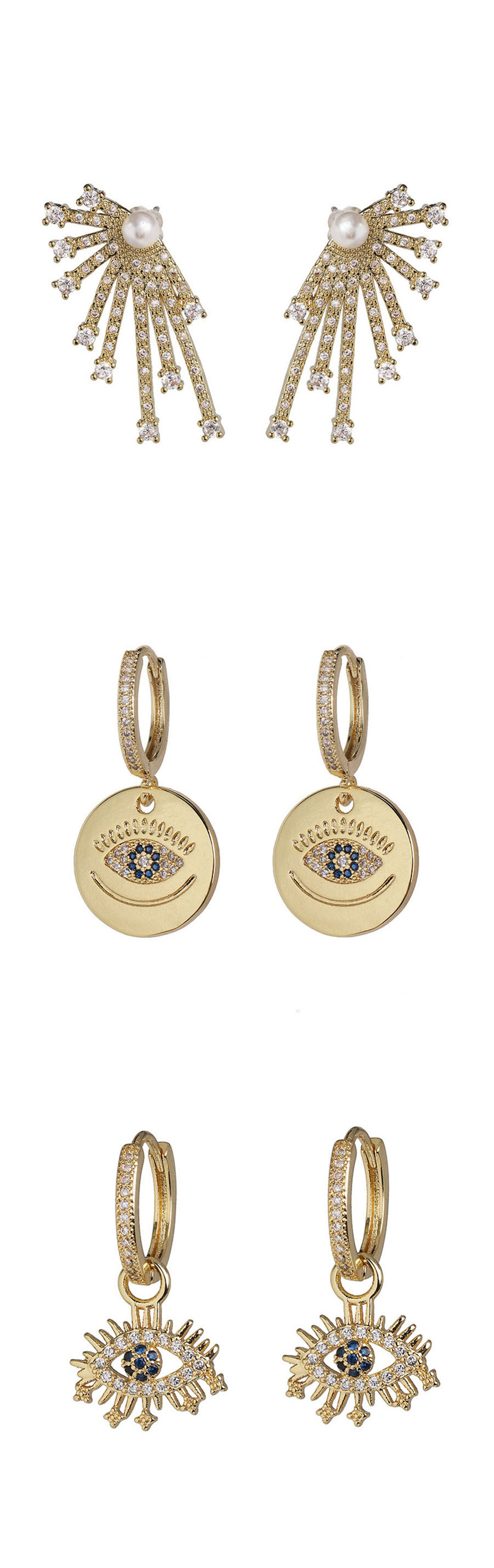 Fashion Golden Eye Diamond Earrings,Drop Earrings