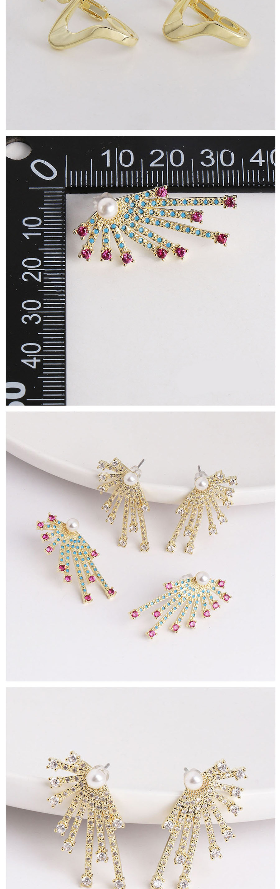 Fashion Color Pearl Earrings With Diamonds,Stud Earrings