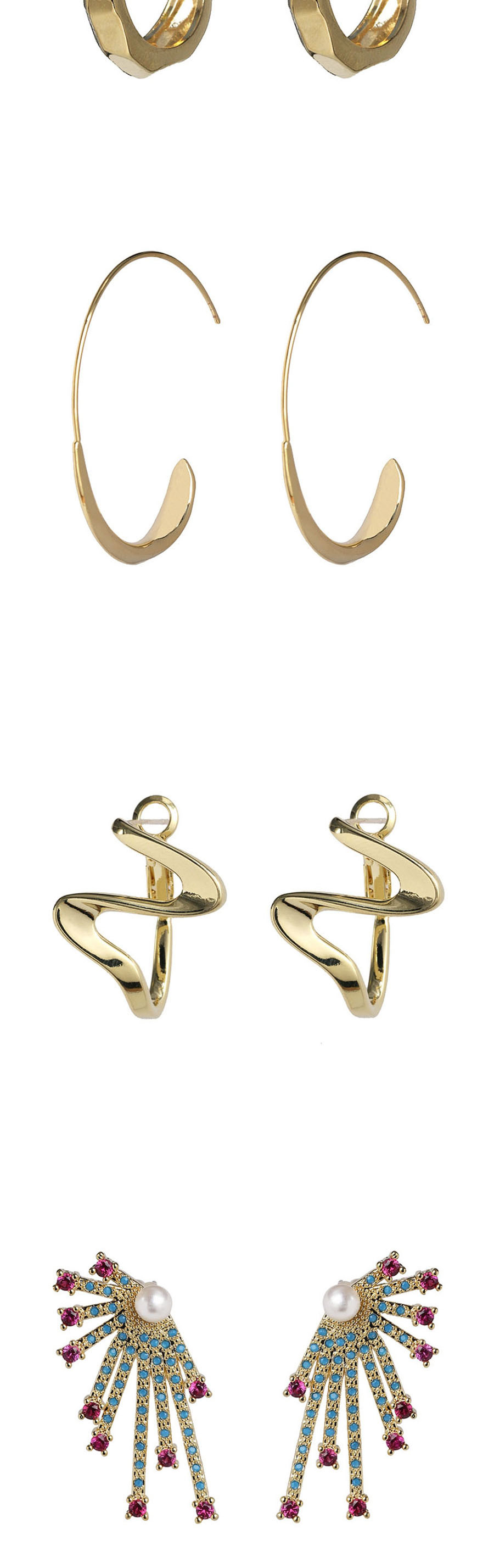 Fashion Golden Alloy Geometric Earrings,Stud Earrings
