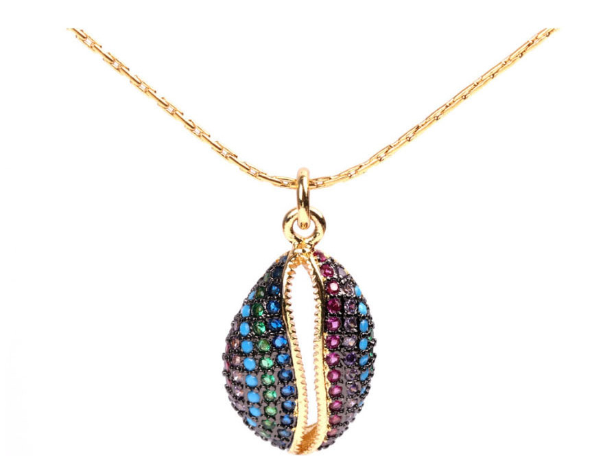 Fashion Color Diamond Serrated Shell Necklace,Necklaces