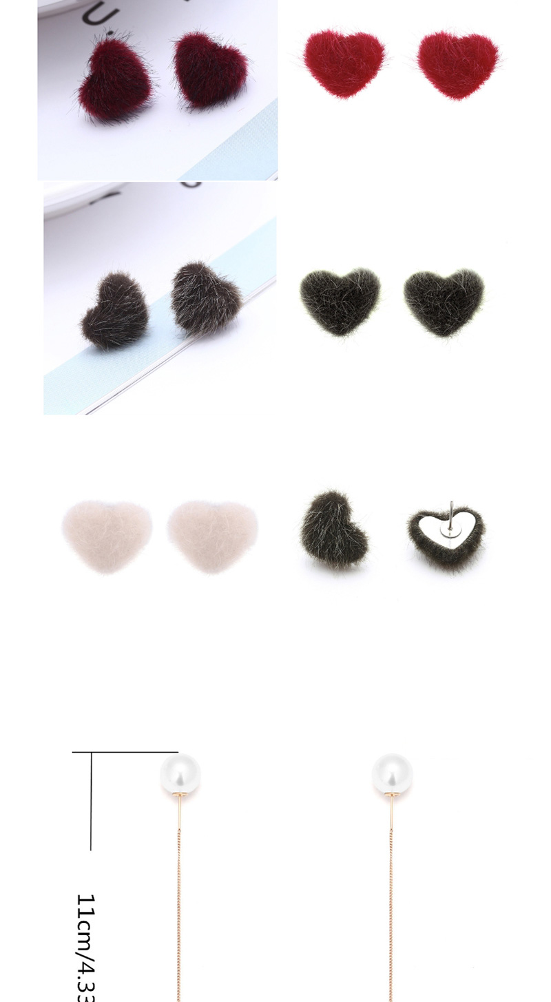 Fashion Black Mink Fur Love Earrings,Drop Earrings