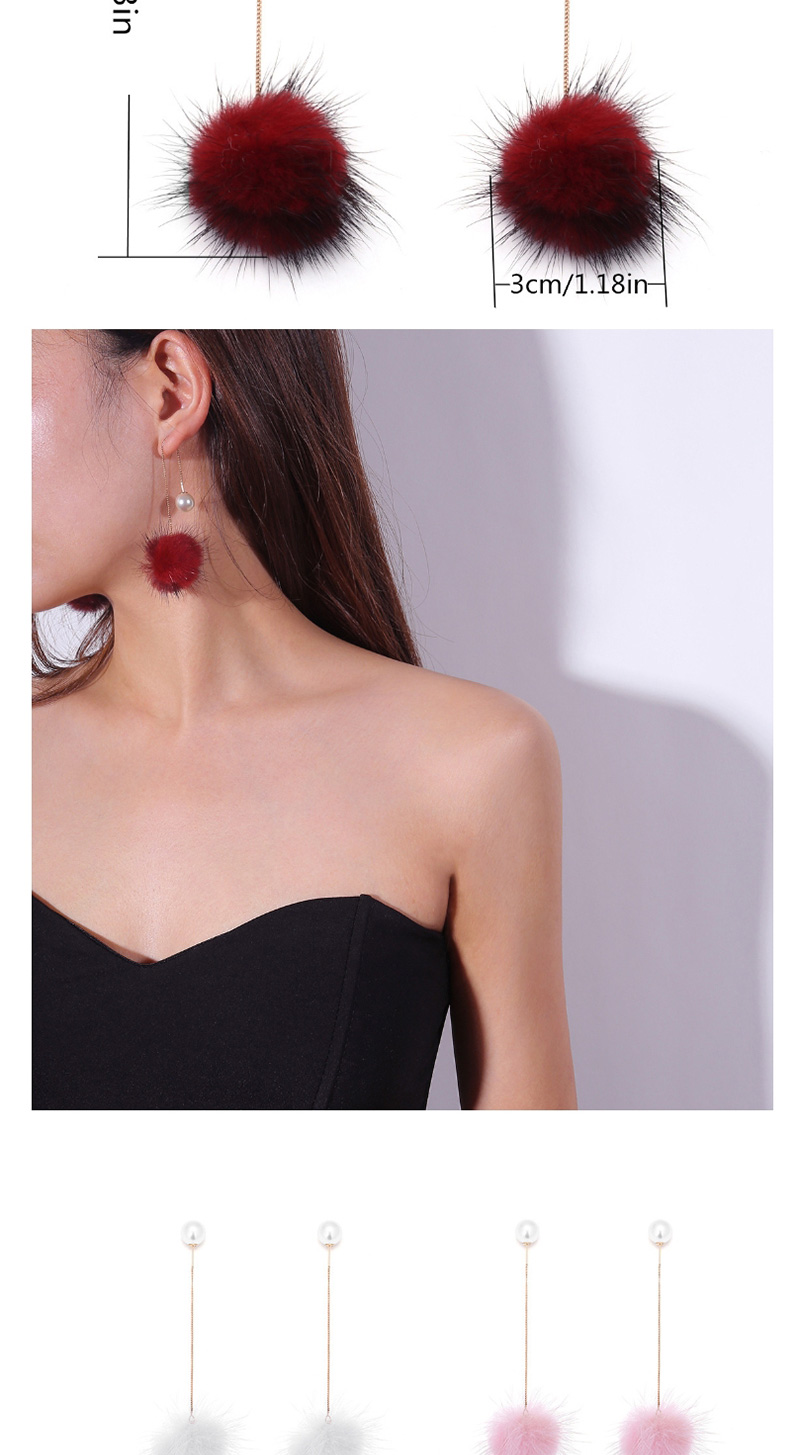 Fashion Red Mink Fur Love Earrings,Stud Earrings