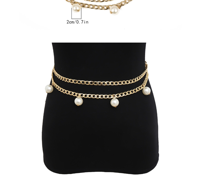 Fashion Golden 0572 Pearl Hollow Waist Chain,Waist Chain