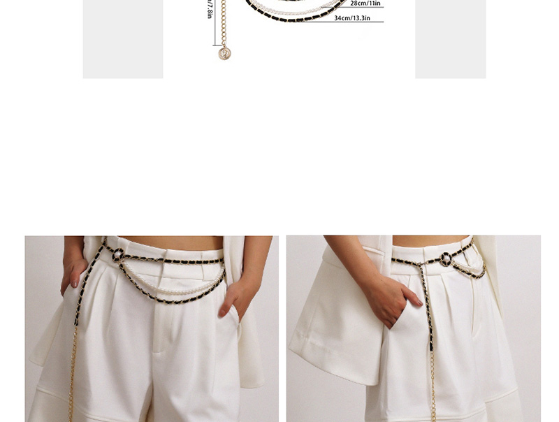 Fashion Waist Chain Gold 0575 Pearl Flower Waist Chain,Body Piercing Jewelry