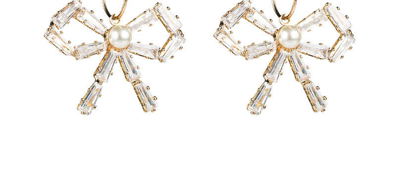Fashion Golden Crystal Pearl Bow Earrings,Drop Earrings