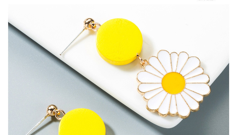 Fashion Yellow Flower Drip Oil Earrings,Drop Earrings