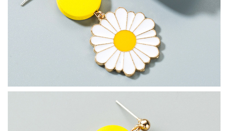 Fashion Yellow Flower Drip Oil Earrings,Drop Earrings
