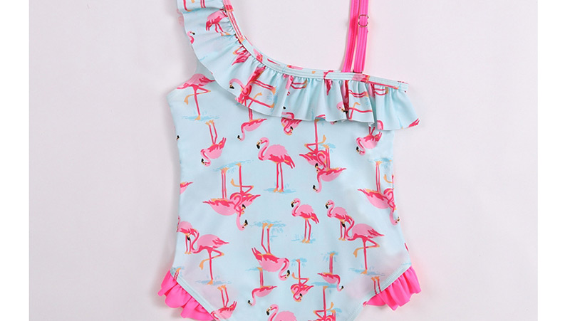 Fashion Pink Printed Flamingo Fungus One-piece Children