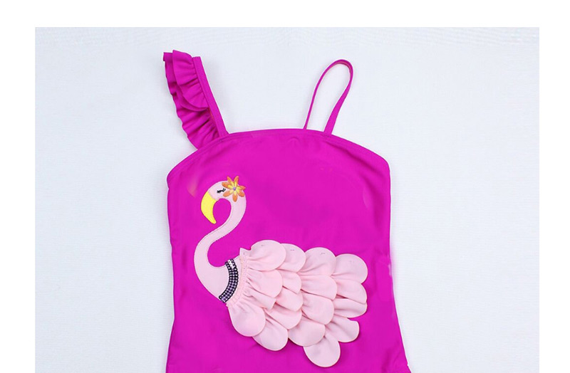 Fashion Water Pink Printed Fungus Flamingo One-piece Swimsuit,Kids Swimwear