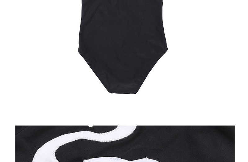 Fashion Black Printed Fungus Flamingo One-piece Swimsuit,Kids Swimwear