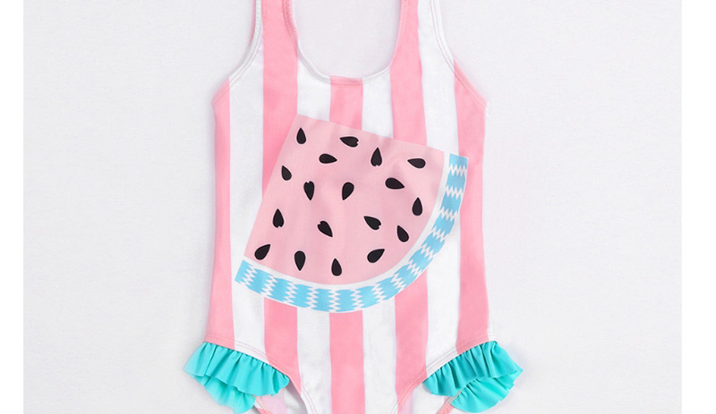 Fashion Pink Watermelon Print Fungus One-piece Swimsuit,Kids Swimwear