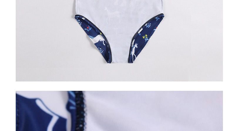 Fashion Navy Printed Horse And Rabbit One-piece Swimsuit,Kids Swimwear
