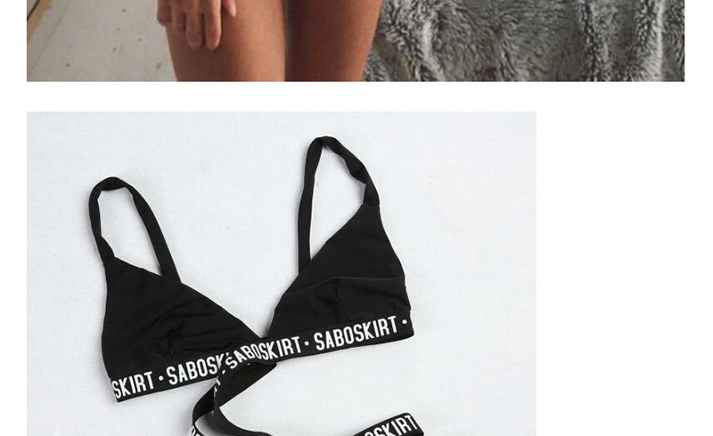 Fashion Black Alphabet Striped Swimsuit,Bikini Sets