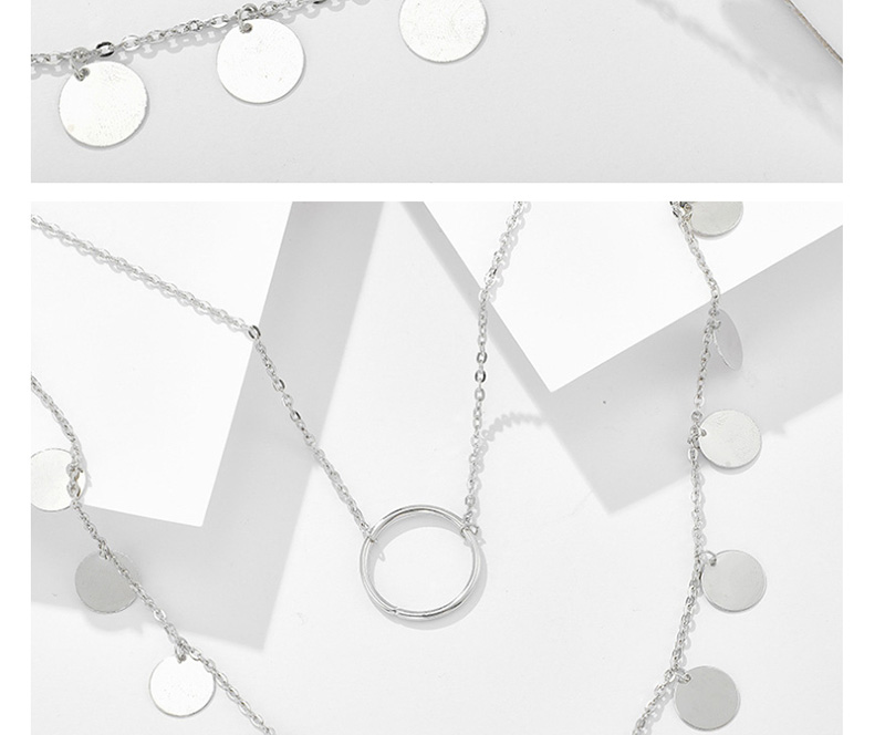 Fashion Silver Alloy Disc Large Circle Multilayer Necklace,Multi Strand Necklaces