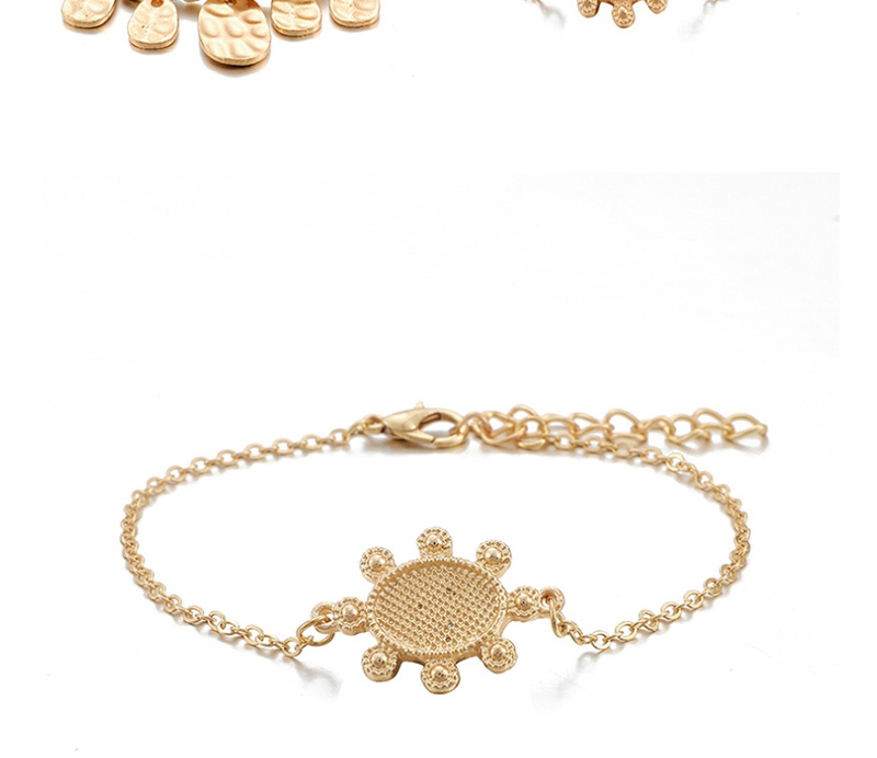 Fashion Golden Irregular Alloy Bump Rice Beads Leaves Small Turtle Bracelet Set,Beaded Bracelet