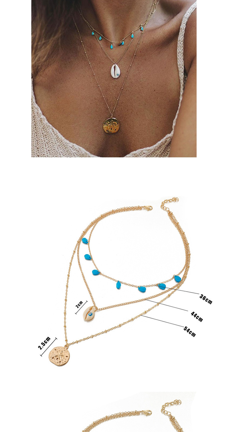 Fashion Golden Wafer Portrait: Shell: Multilayer Necklace,Multi Strand Necklaces