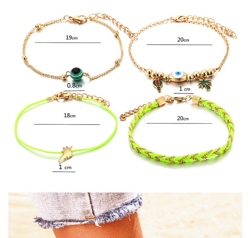 Fashion Yellow Hot Air Balloon Lightning Coconut Multilayer Anklet Set,Fashion Anklets