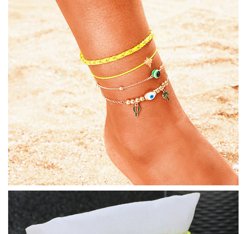 Fashion Yellow Hot Air Balloon Lightning Coconut Multilayer Anklet Set,Fashion Anklets