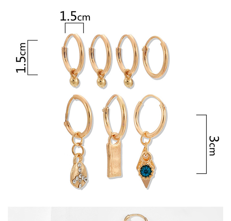 Fashion Golden Diamond Lock Eye Geometry Earrings Set,Earrings set