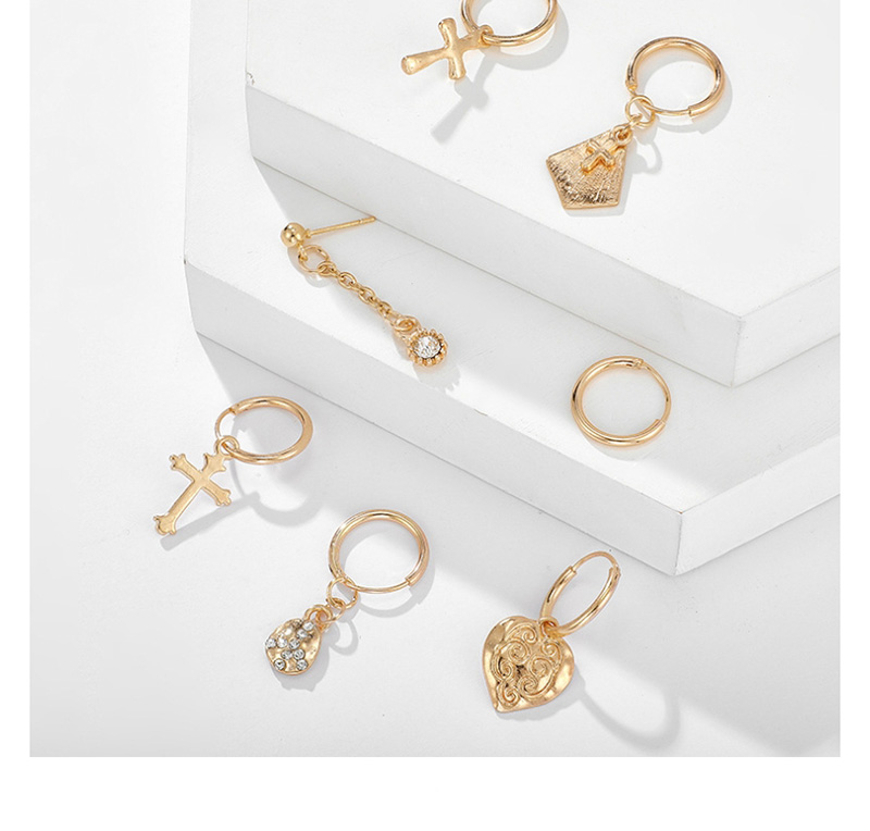 Fashion Golden Love Cross Set With Diamonds Earrings,Earrings set