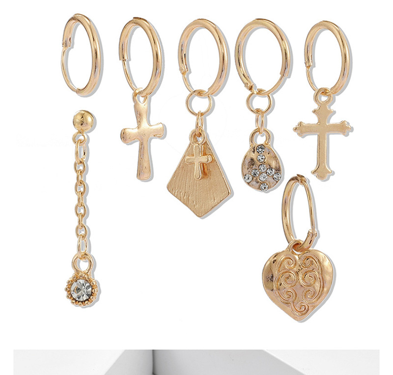 Fashion Golden Love Cross Set With Diamonds Earrings,Earrings set