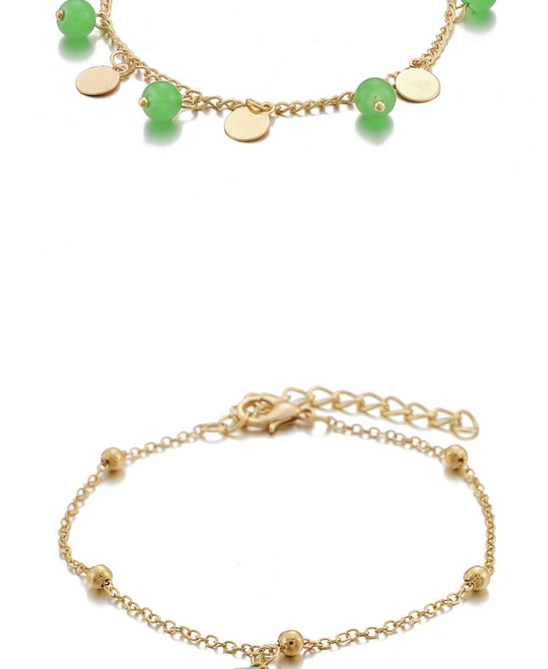 Fashion Golden Wafer Character Image Glass Bead Bracelet Set,Bracelets Set