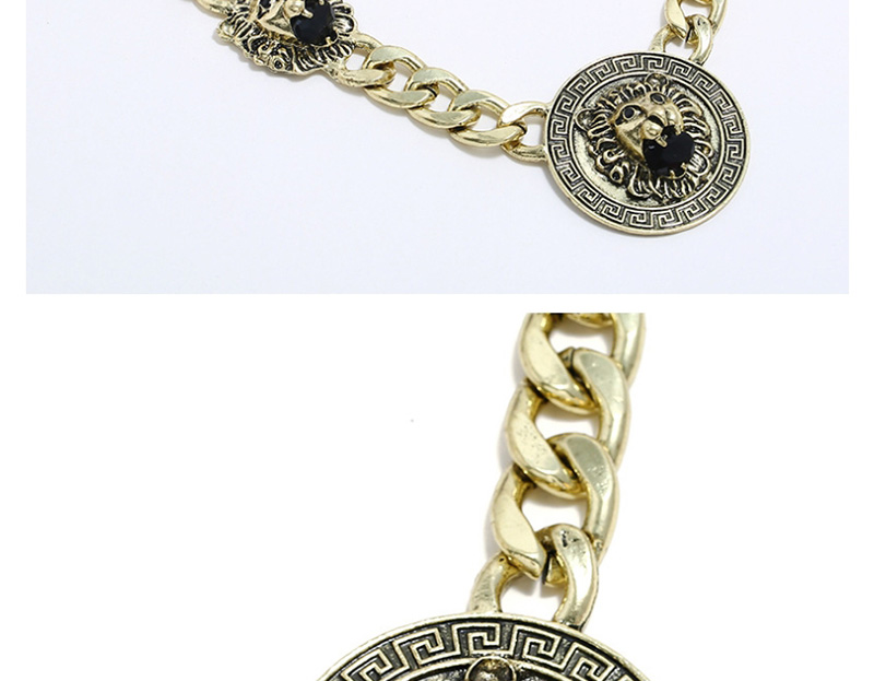 Fashion Yellow Embossed Lion Head Necklace Set,Jewelry Sets