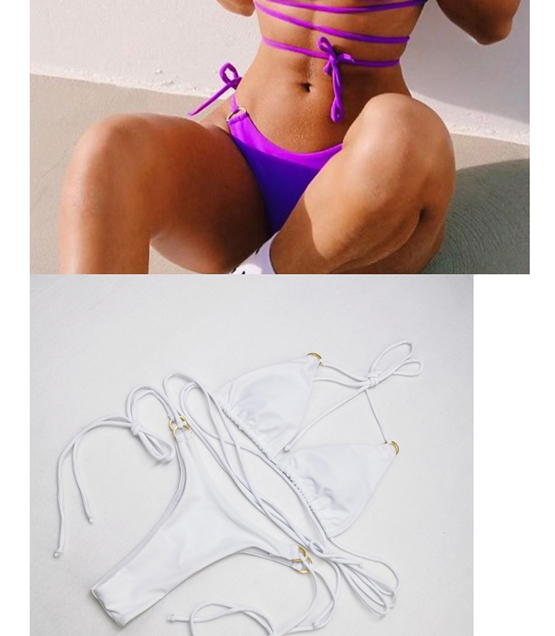 Fashion White Tether Triangle Split Bikini,Bikini Sets