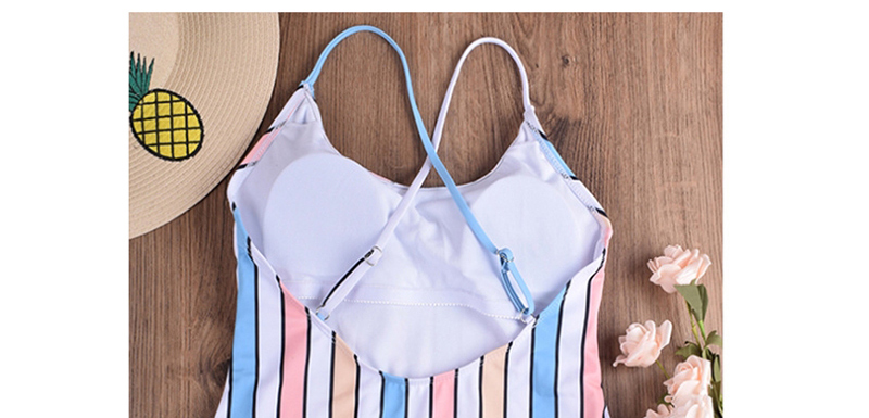 Fashion Color Striped Printed Conjoined Swimwear,One Pieces