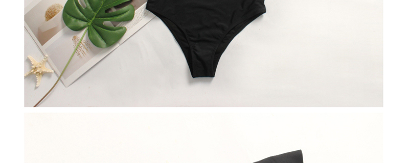Fashion Black Pure Color Decorated Swimwear,One Pieces