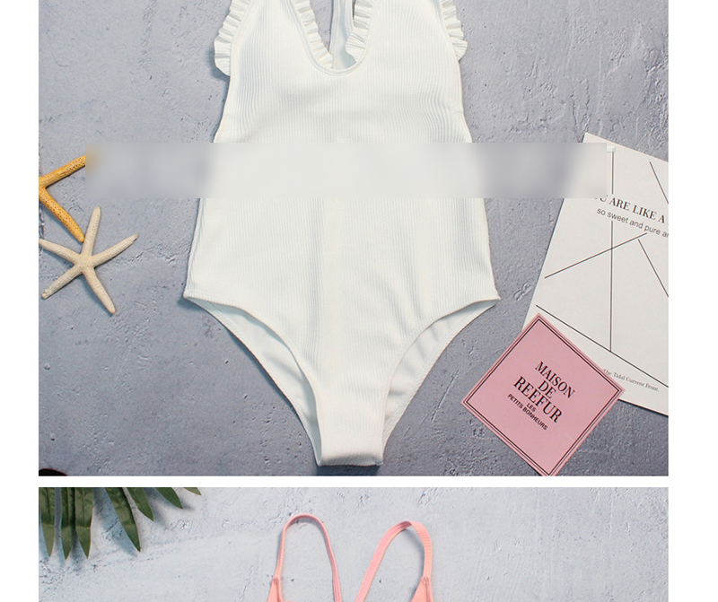 Fashion White Bubble Cloth Pleated Lace One-piece Swimwear,One Pieces