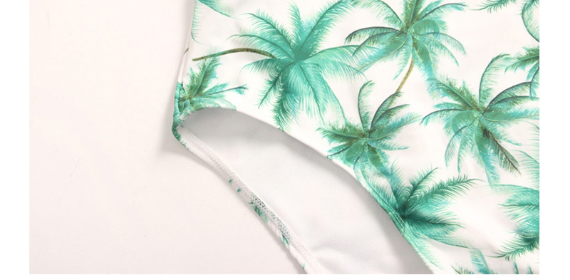 Fashion White Plant Print Beauty Back Siamese Swimwear,One Pieces