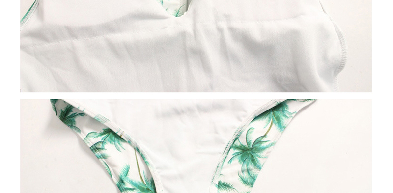 Fashion White Plant Print Beauty Back Siamese Swimwear,One Pieces