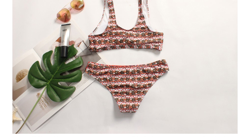 Fashion Color Floral Print Split Bikini,Bikini Sets