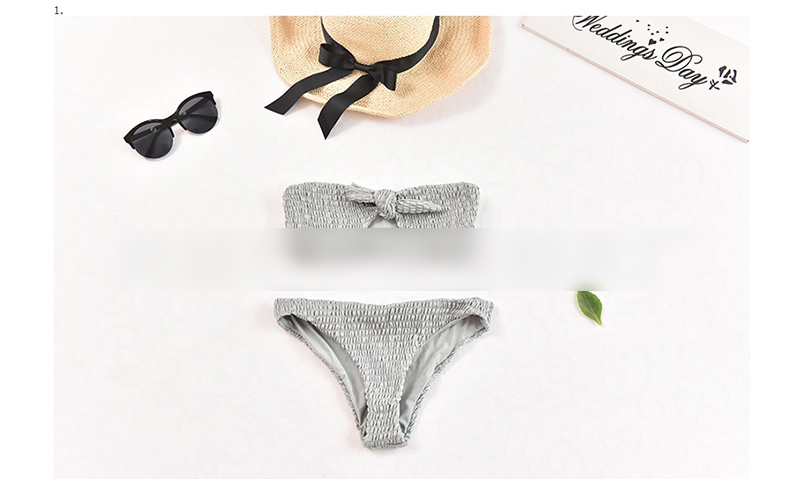 Fashion Gray Knotted Backless Triangle Split Bikini,Bikini Sets