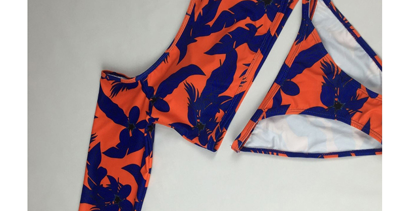 Fashion Orange Printed Square Collar Triangle Split Bikini,Bikini Sets