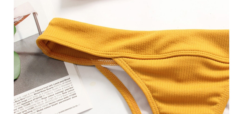 Fashion Yellow Striped Word Shoulder Split Bikini,Bikini Sets