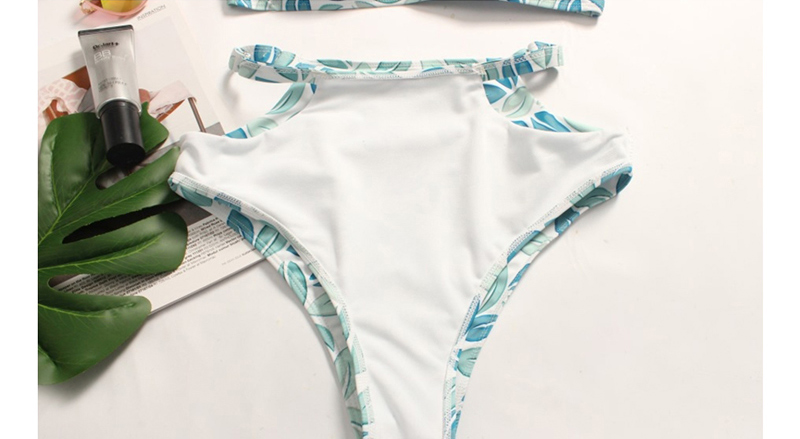 Fashion Blue Printed High Waist Halter Cutout Bikini,Bikini Sets