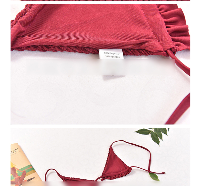 Fashion Pink Ruffled Elastic Fold Split Bikini,Bikini Sets