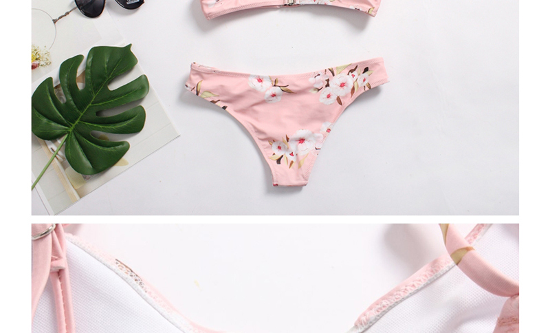 Fashion Pink Printed Back Split Bikini,Bikini Sets
