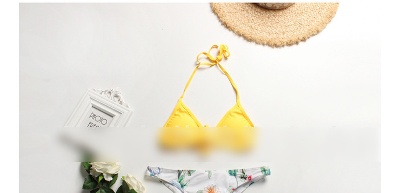 Fashion Yellow Printed Back Split Bikini,Bikini Sets
