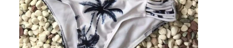 Fashion White Open Chest Hanging Neck Leaky Plant Print Split Bikini,Bikini Sets