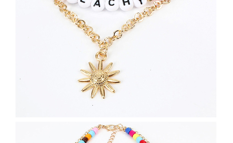 Fashion Golden Acrylic Beaded Sunflower Alloy Necklace,Multi Strand Necklaces