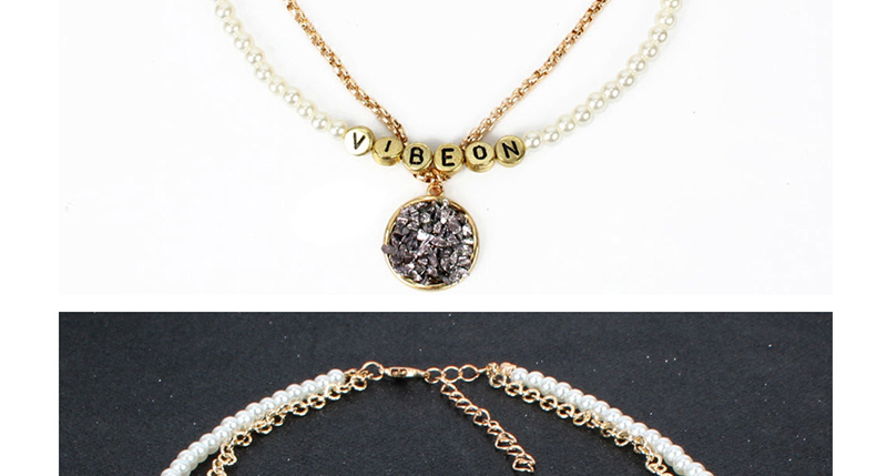 Fashion Golden Alphabet Word Combination Square Hollow Alloy Necklace,Multi Strand Necklaces
