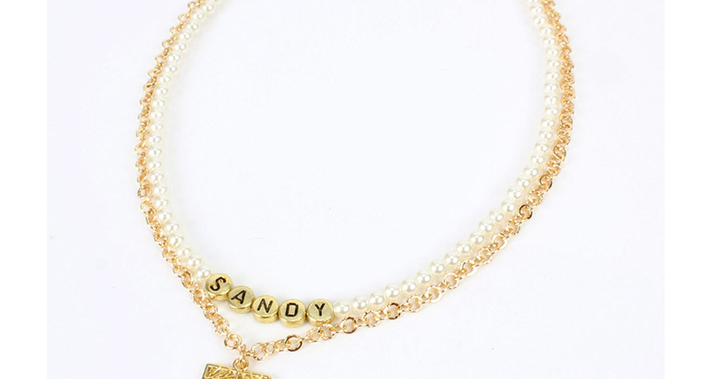 Fashion Golden Alphabet Word Combination Square Hollow Alloy Necklace,Multi Strand Necklaces