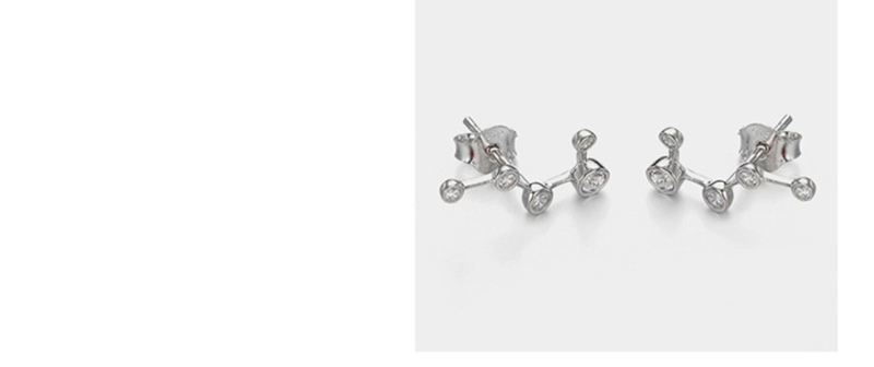 Fashion Silver Geometric  Silver Diamond Zircon Earrings,Stud Earrings
