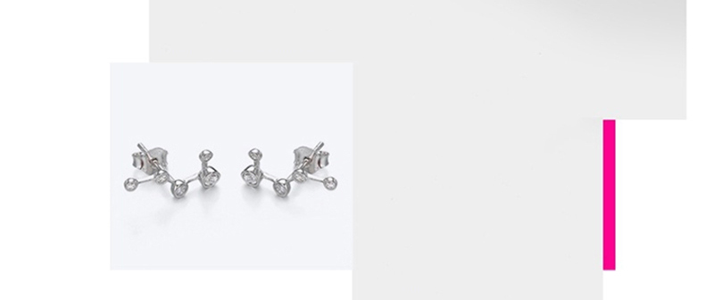 Fashion Silver Geometric  Silver Diamond Zircon Earrings,Stud Earrings